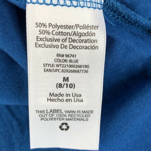 Womens T-Shirt Size Medium Blue God Bless America Graphic Shirt Made in the USA - Picture 8 of 9